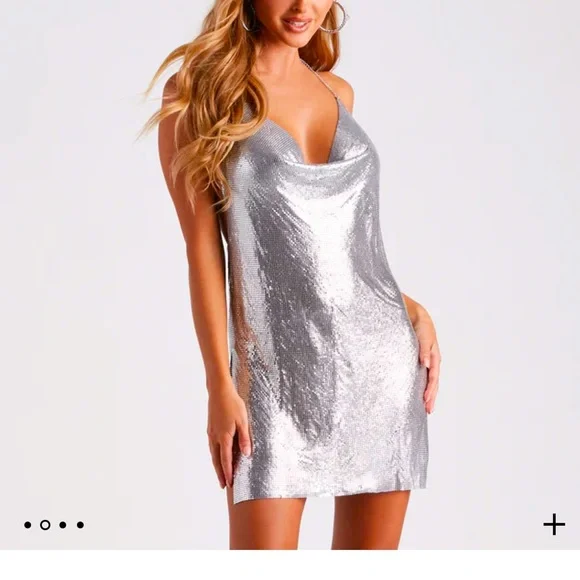 Dresses | Silver Metallic Dress | Poshmark